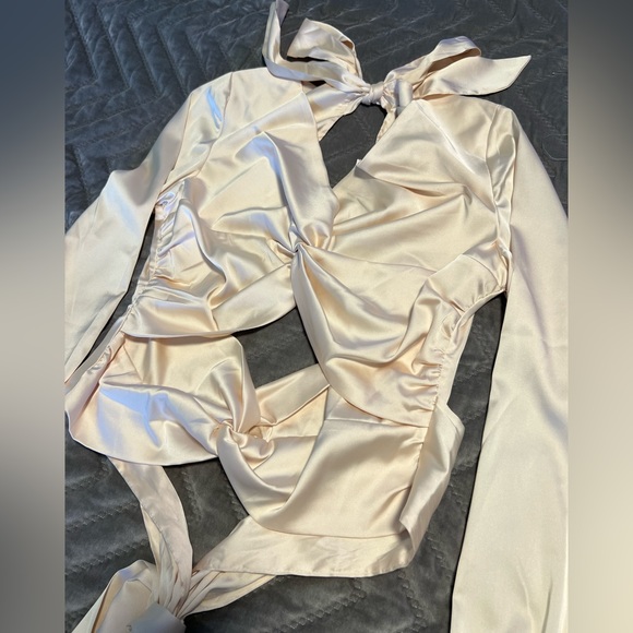 Sexy Satin Wrap Top - Picture 3 of 7